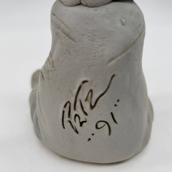 Cute Elephant "Let's Eat" Hungry Meal Time Figurine Artist Signed Modeled Clay - Picture 6 of 8